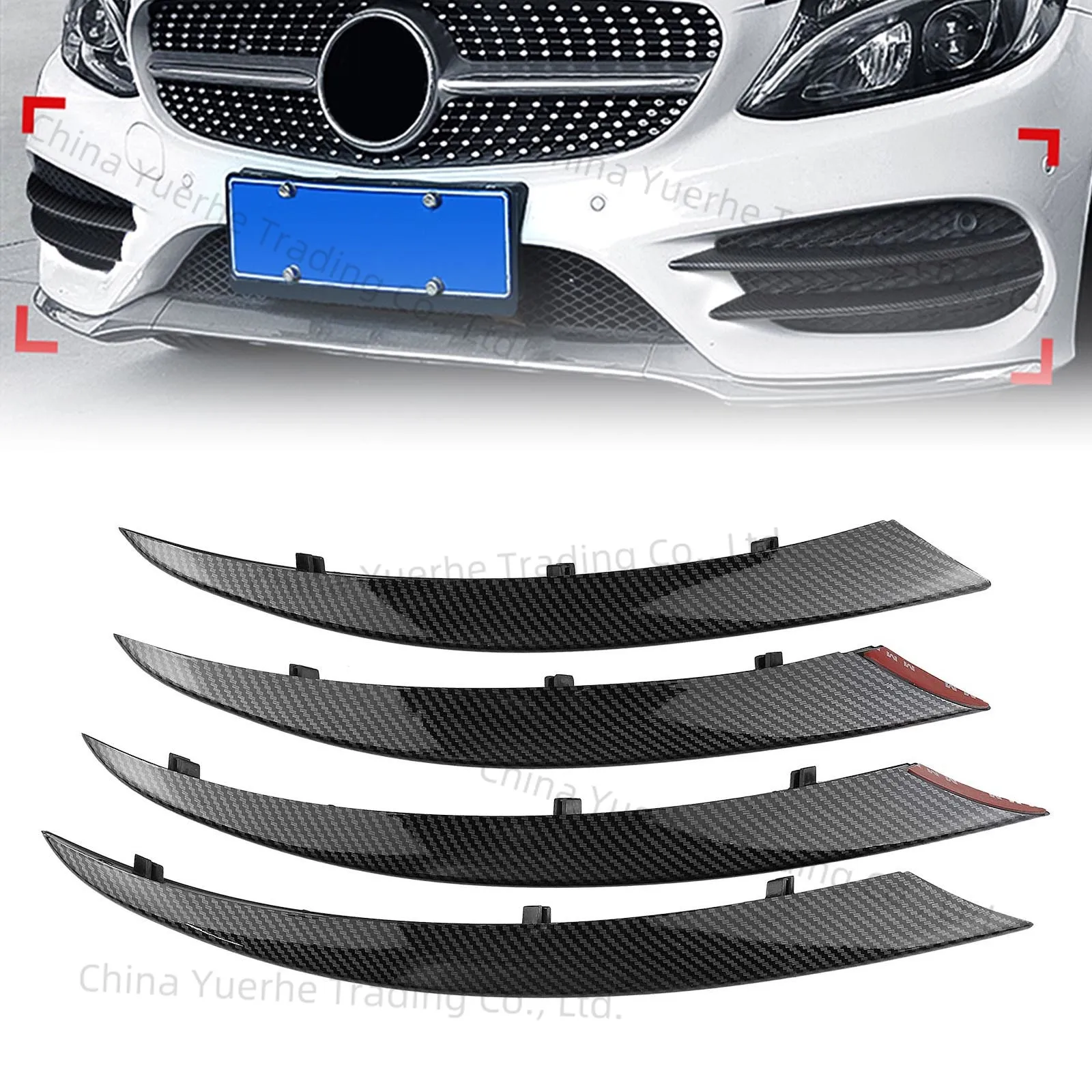 

Передний бампер, накладка вентиляционного отверстия, противотуманная фара, впускная крышка Canard для Mercedes-Benz W205 C Class 2015-2018 C180 C200 C250 C260 C300 Sport