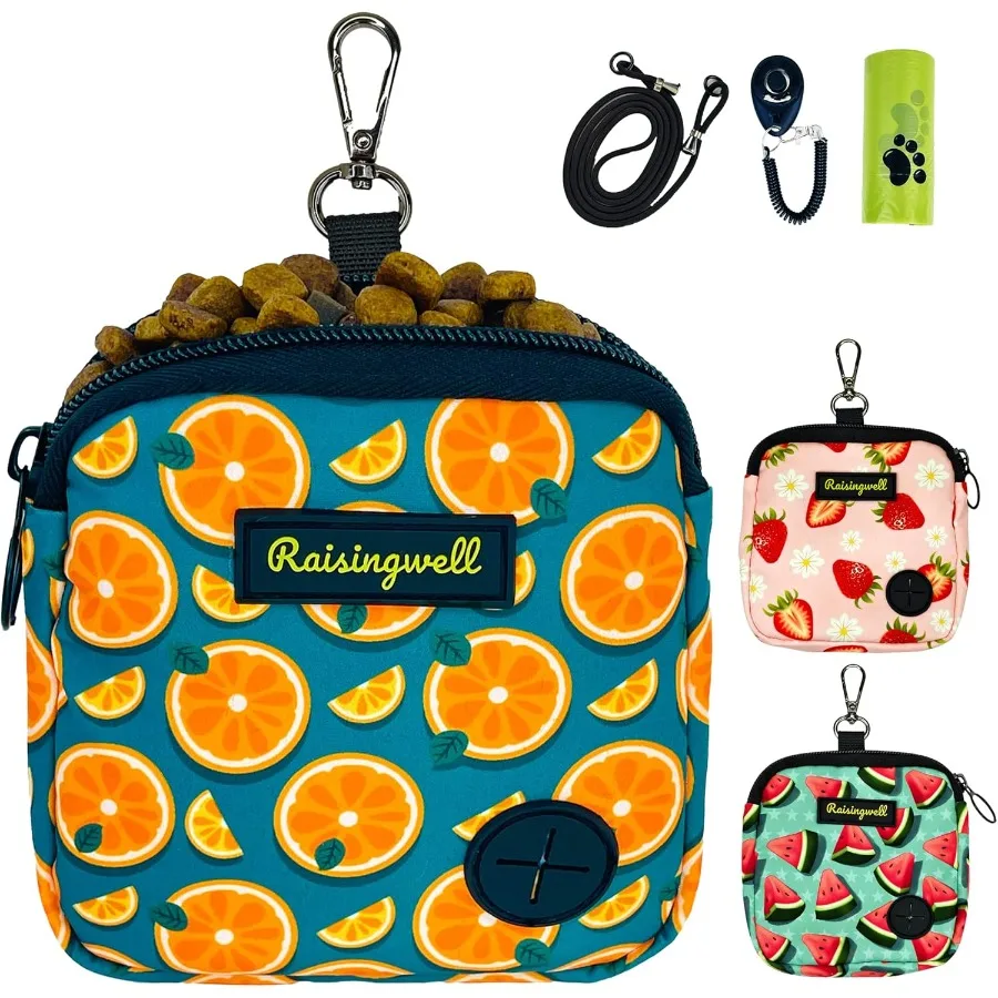 

Dog Treat Pouch for Pet Walking and Training with Clicker Poop Bags Small Fanny Zipper Pack Holder for Puppy Snack Dispenser Ki