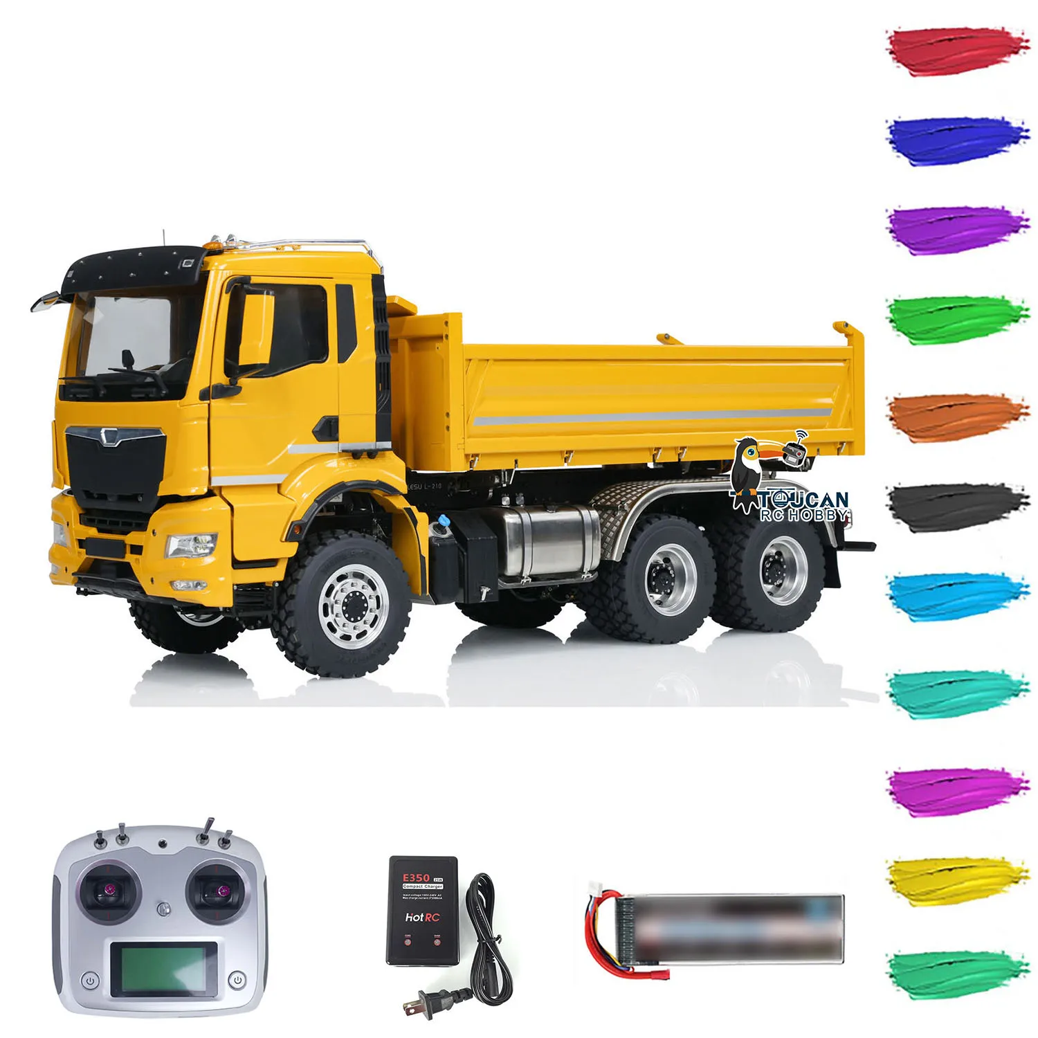 Gifts 1/14 LESU 3-way RC Hydraulic Dumper Car Metal 6x6 TOUCAN DIY Finished Radio Control Dump Truck Light Sound Tipper THZH1864