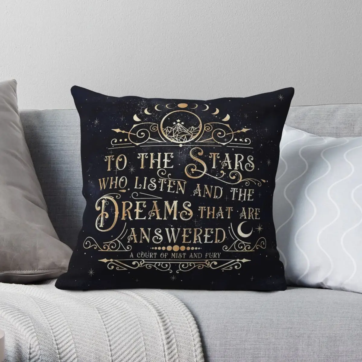 

To The Stars Square Pillowcase Polyester Linen Velvet Creative Zip Decorative Throw Pillow Case Car Cushion Cover 45x45