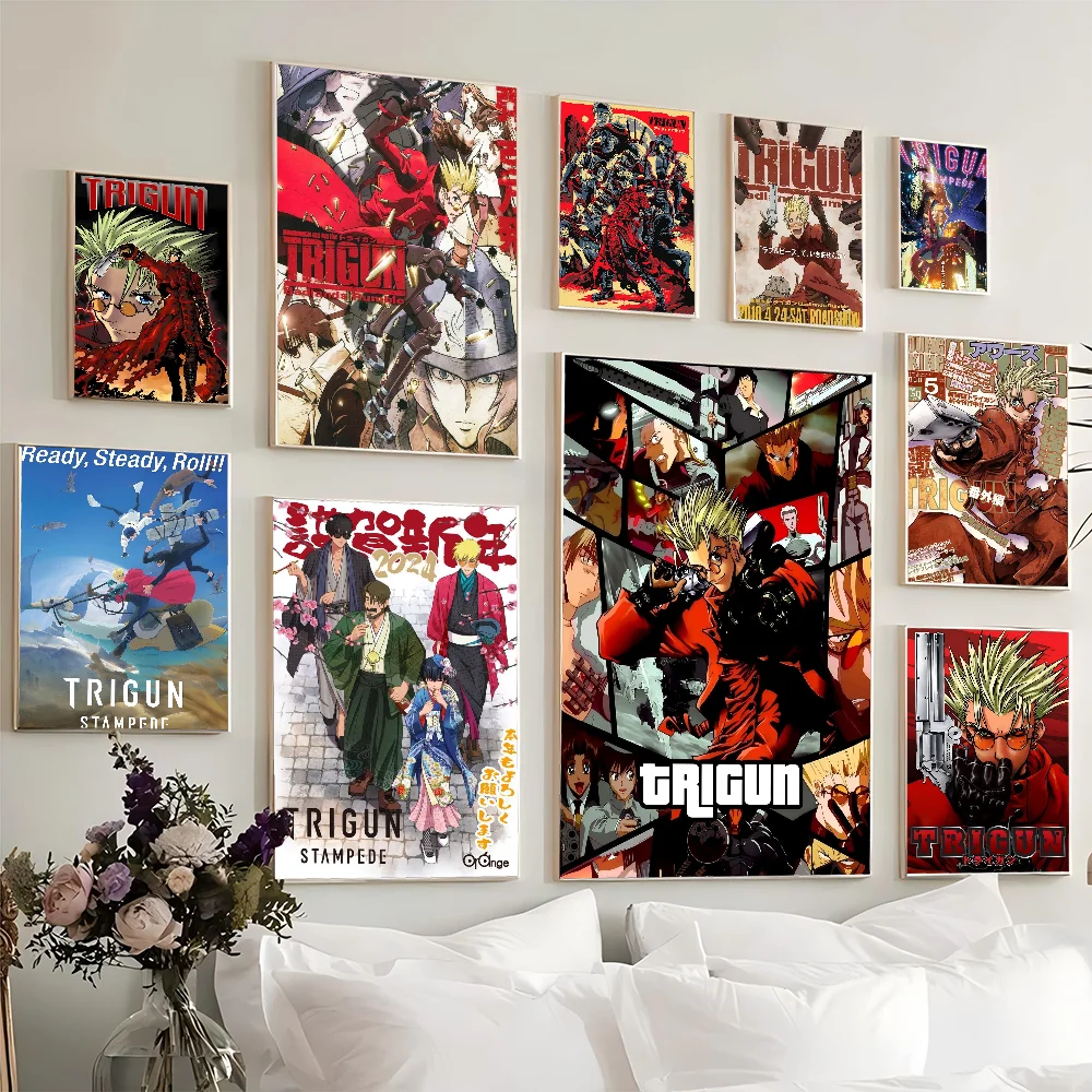 Anime Trigun Good Quality Prints And Posters Waterproof Paper Sticker Coffee House Bar Posters Wall Stickers