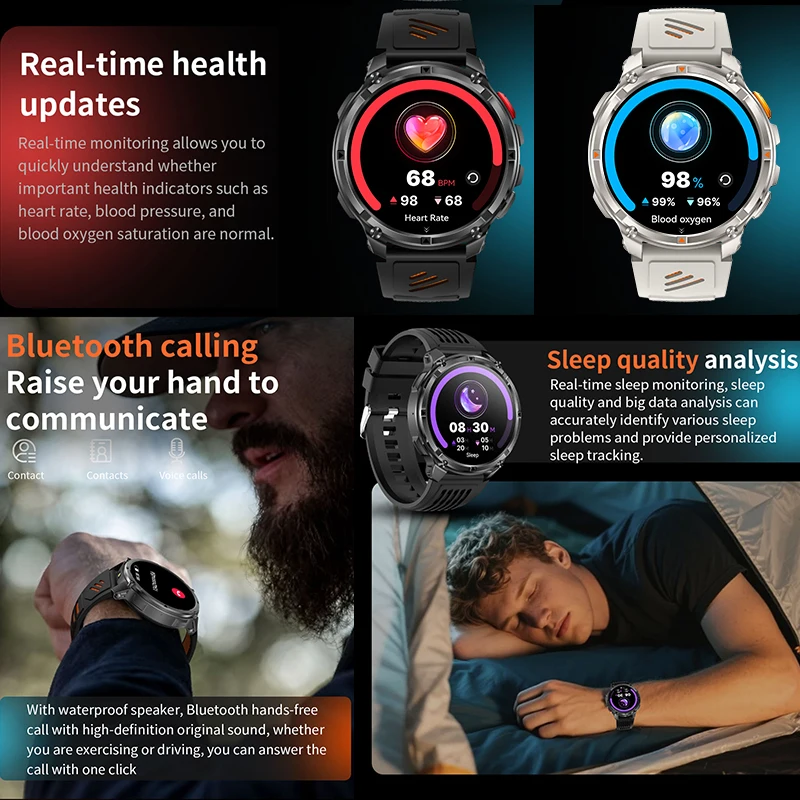 2026 New T-Rex3 Ultra Military Smart Watch 1100mAh Battery GPS Path IP68 Waterproof Sports Tracker Outdoors Compass Smartwatch image 6