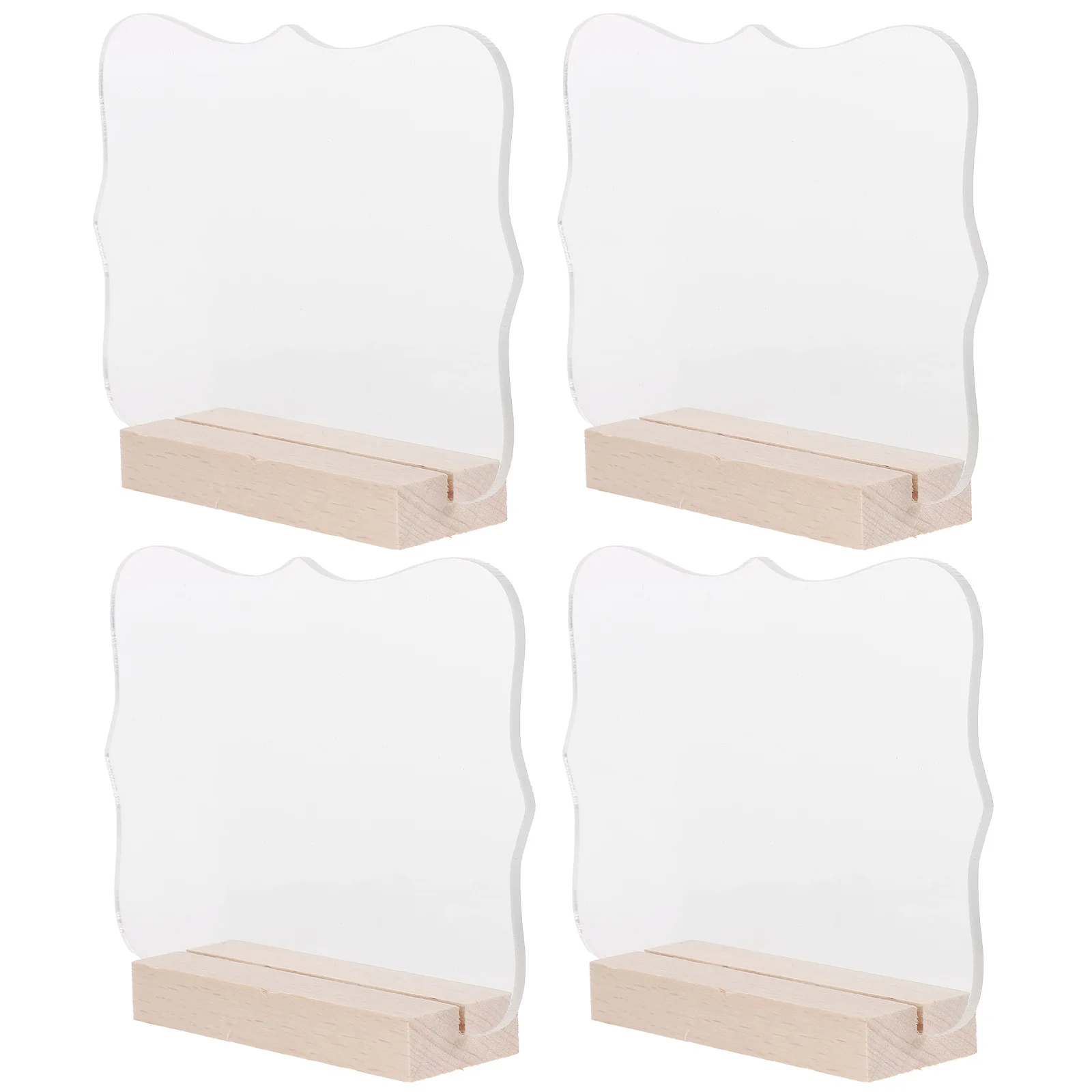 4 قطعة علامات الجدول الاكريليك قاعدة خشبية رسالة مجلس الزفاف محفوظة حامل أرقام الجلوس للولائم حفلة الحدث الجدول الديكور #4