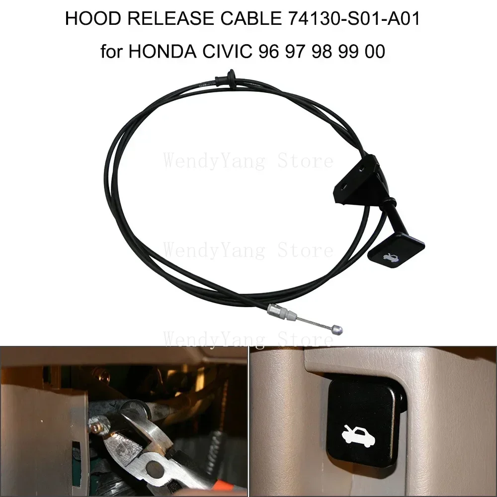 1pc Hood Release Cable 74130-S01-A01 Fit for Honda Civic 96 97 98 99 00