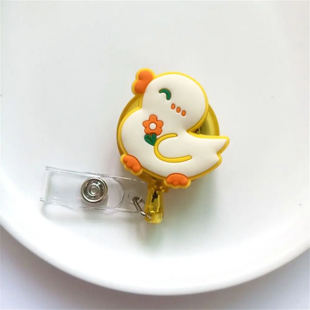 Cartoon Animals Nurse Badge Reel Bear Rabbit Name Tag Retractable Badge Holder Dinosaur Work Card Easy Pull Buckle Hospital Use