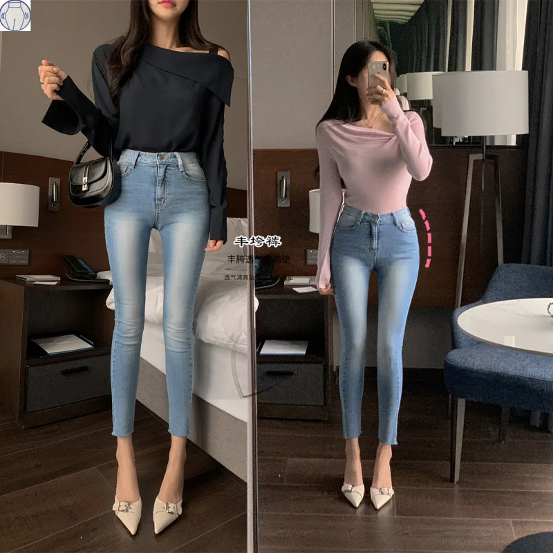 

Hip-enhancing pants2024New Korean hot girl high-waisted denim pants that accentuate the hips and hips, make you look taller and