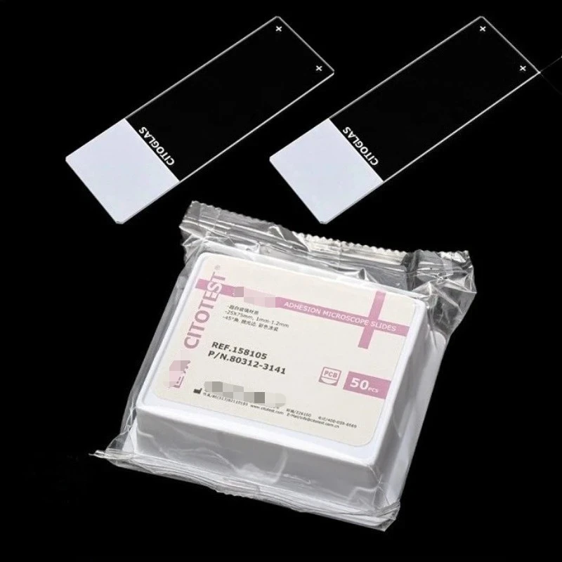 50pcs/Box Laboratory Super White Adhesion Microscope Glass Slide with Positively Charged Anti-Detachment Tools