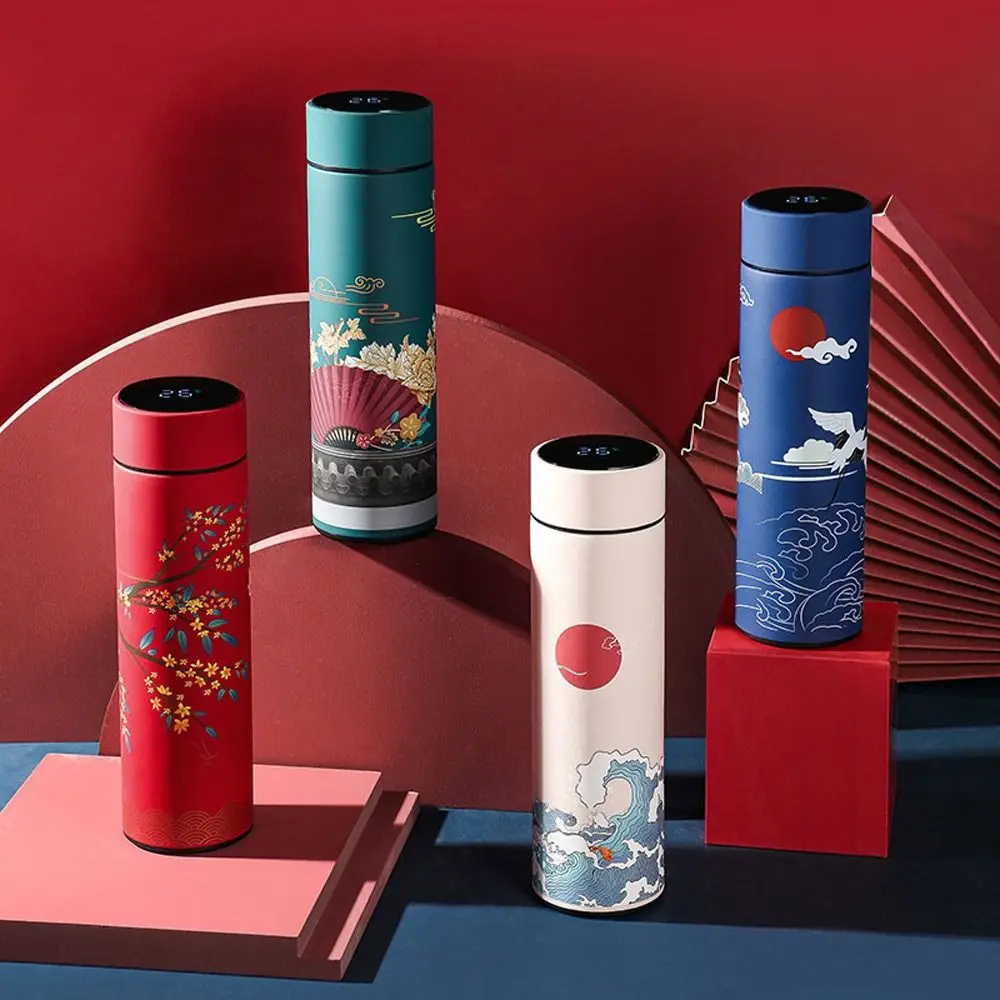 Creative Temperature measurement Vacuum Flasks Chinese Style Intelligent Temperature Display Cup Premium Travel  Mug