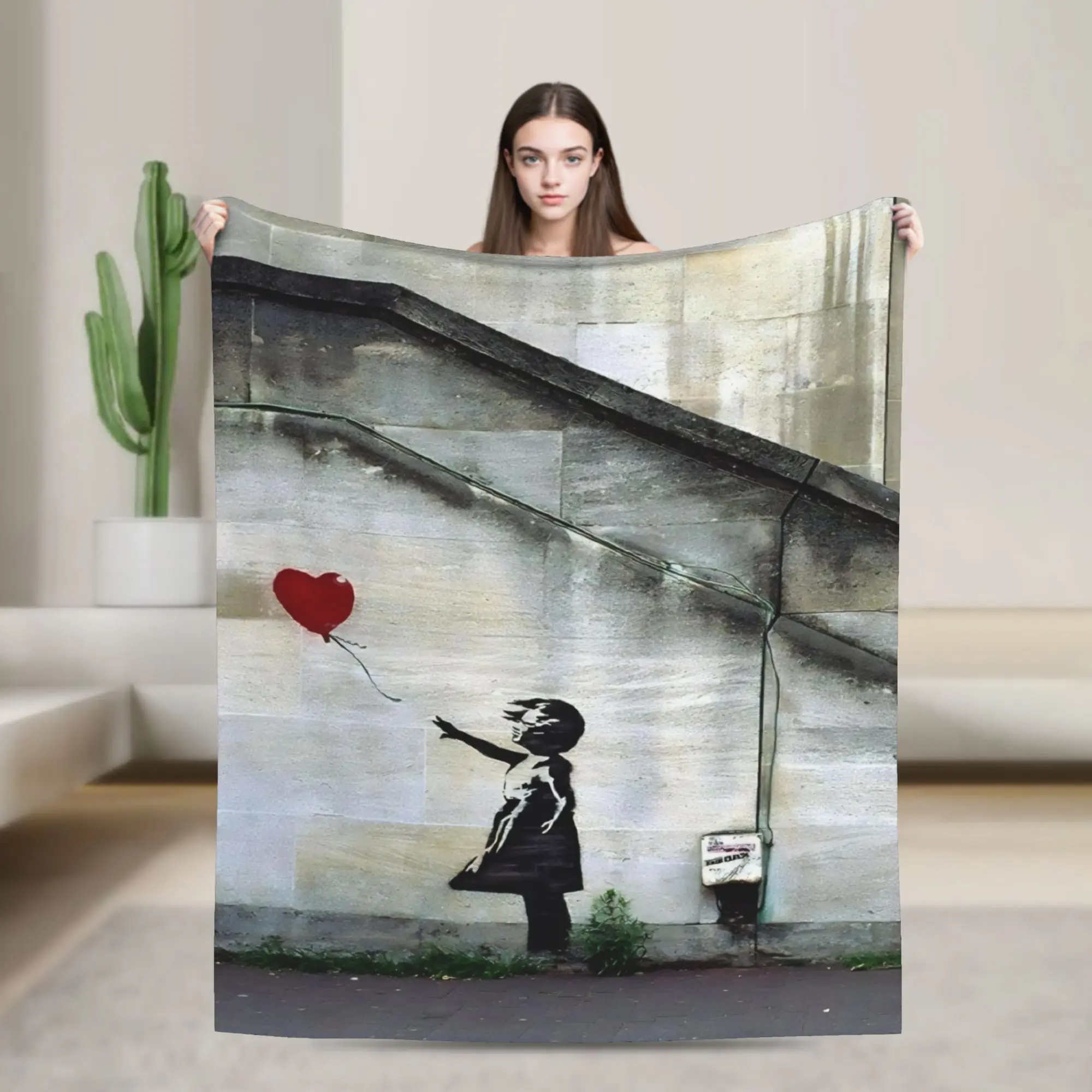 Banksys art Printed Blanket For Men Women Super Soft Warm  Throw Blankets for Bed 50x60 Inches Multiple Sizes