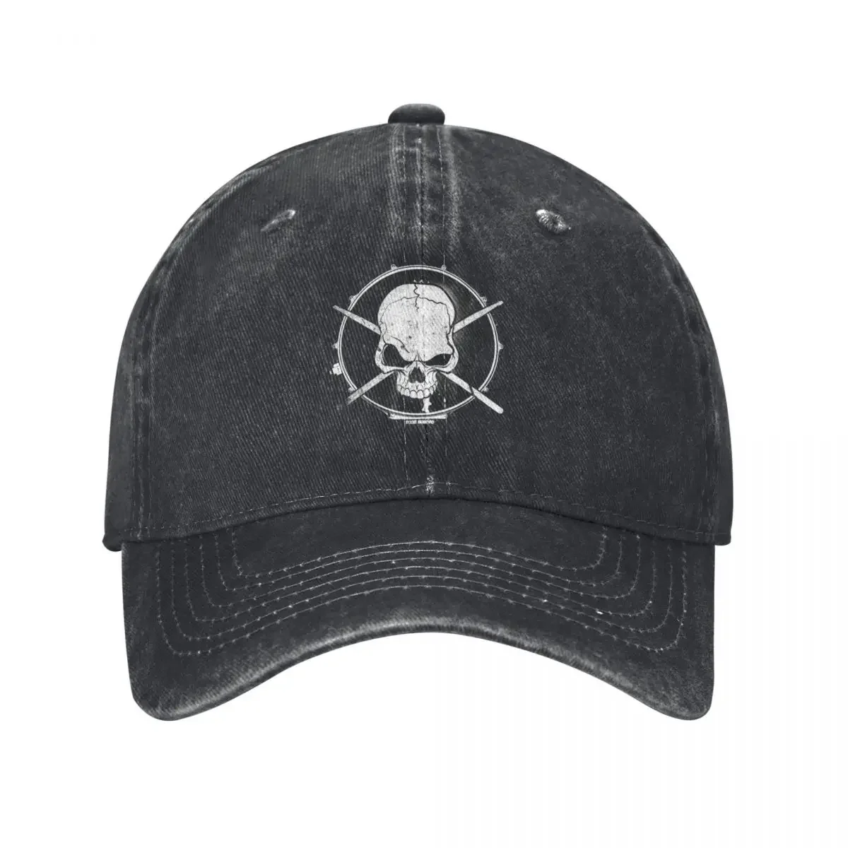 Metal Drummer Skull with Snare Drum and Crossed Drumsticks Baseball Cap Golf Hat Man Luxury Hat Golf Wear Men Women's