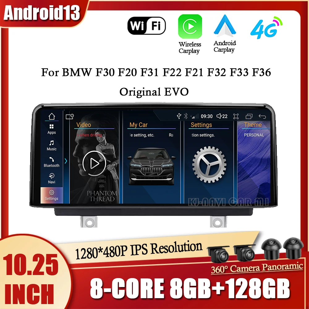 

10.25''Android13 For BMW F30 F20 F31 F22 F21 F32 F33 F36 Original EVO Auto Multimedia Player Carplay Radio GPS Navigation 4G WIF