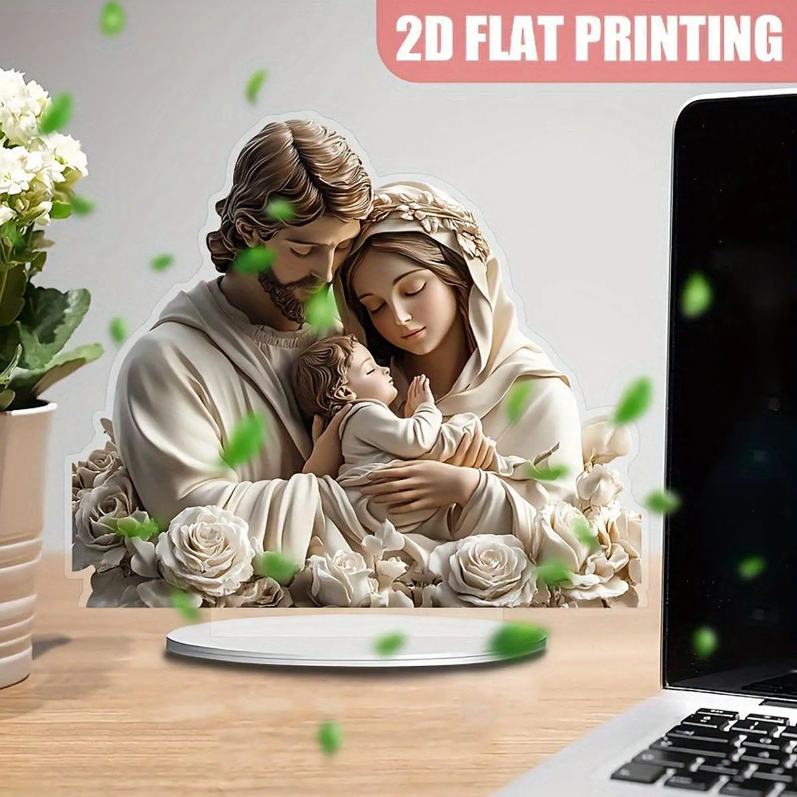 Holy Family Acrylic Sign Christmas Decor Artwork Desktop Ornament Tabletop