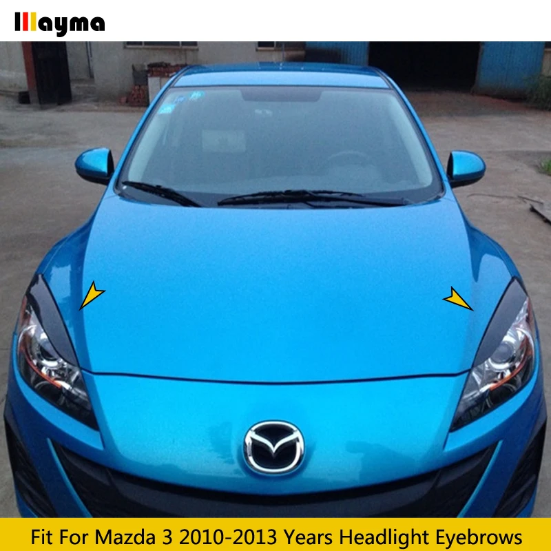 

2 шт., накладки на передние фары из углеродного волокна для Mazda 3 2010 - 2013