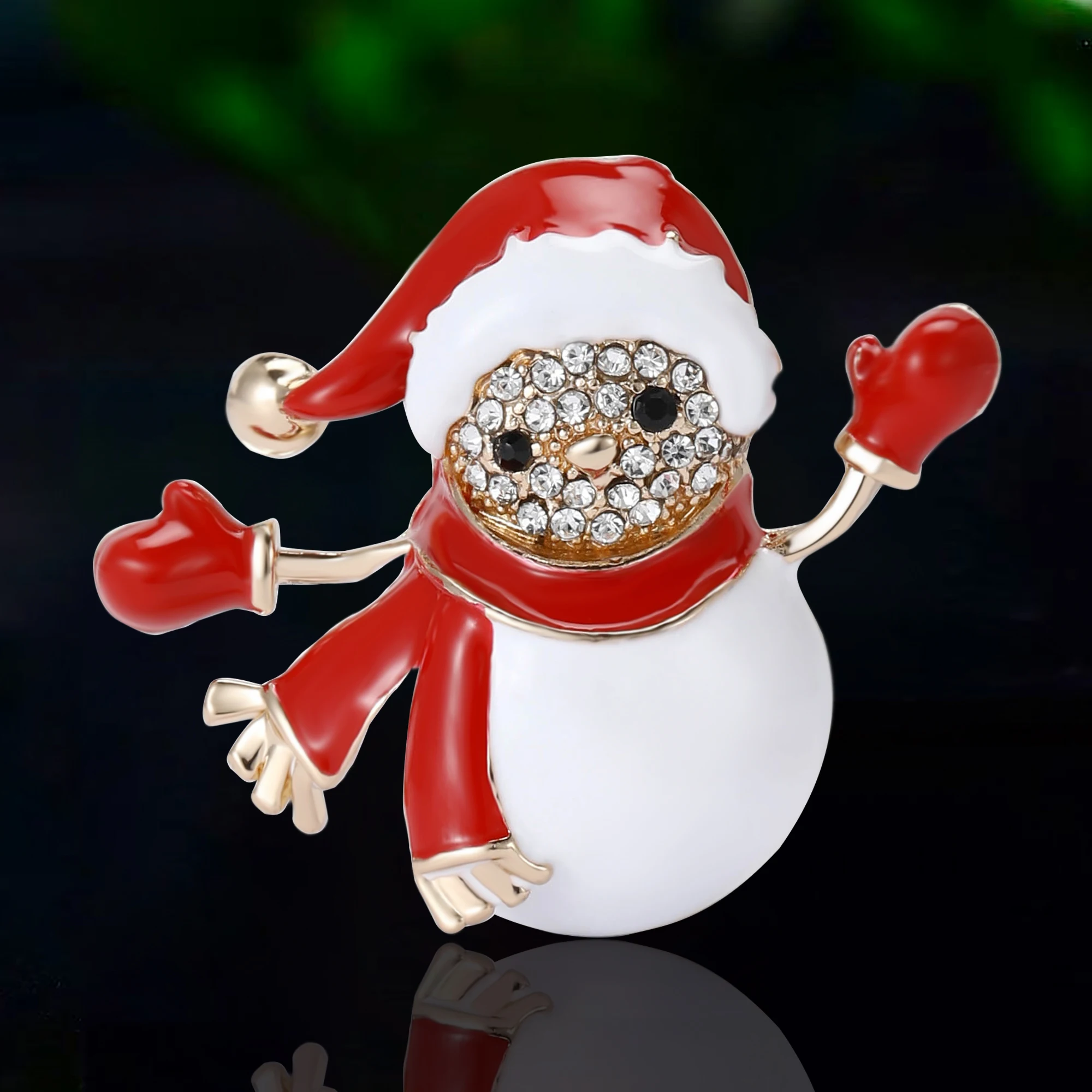 

Christmas Classic Enamel Snowman Brooches for Women Rhinestone Snowflake Pin Event Party New Gift Decoration Clothes Accessories