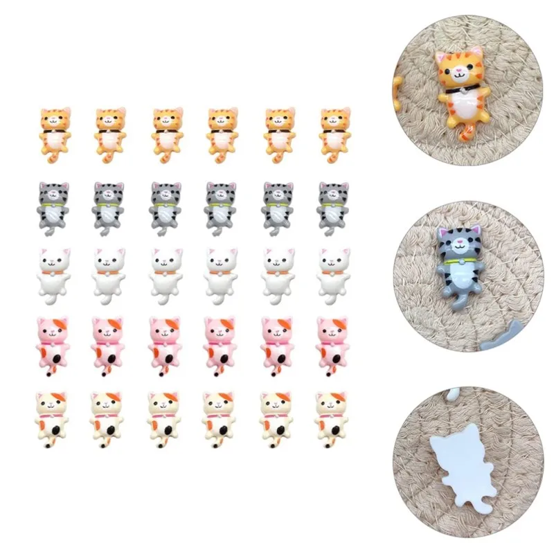 

20PCS Cartoon Animal Cat Flat Back Cabochon Scrapbook Phone Case Hairpin Scrapbooking Charms DIY Doll House Accessories