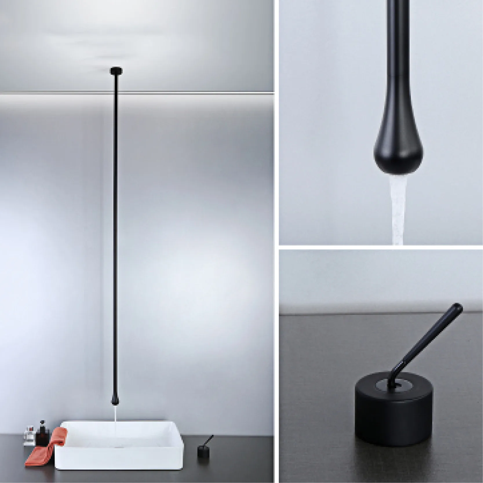 Imagem -04 - Torneira de Banheiro de Latão de Ouro Escovado Design de Teto Controle Duplo Pia Quente e Fria Torneira Simples e Personalizável Luxo