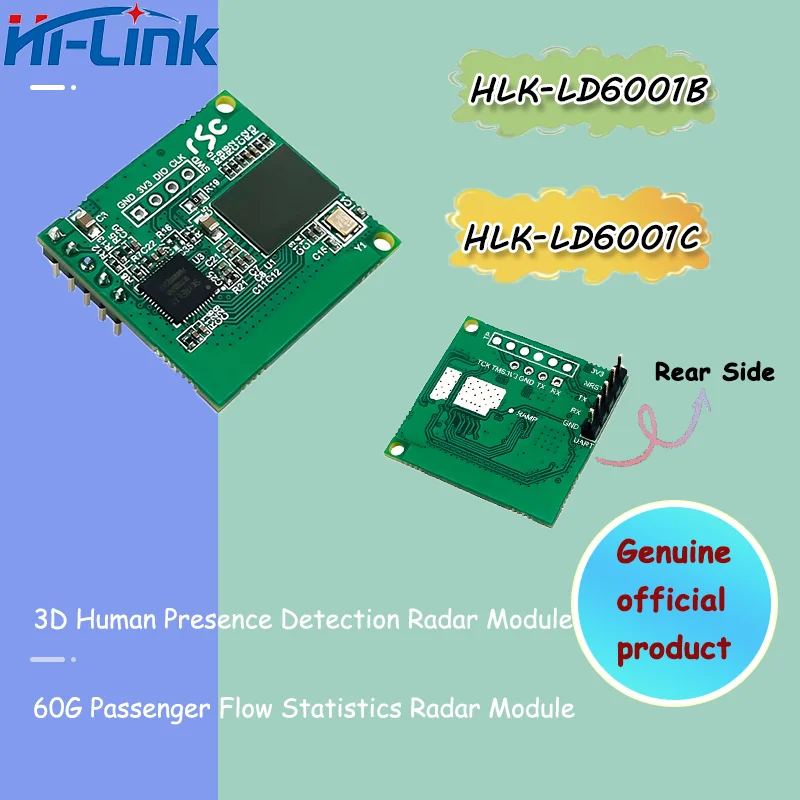 60G HLK-LD6001B LD6001C High Precision Multi-target 3D Human Presence Sensing Entry&exit Passenger Count Radar Sensor Module