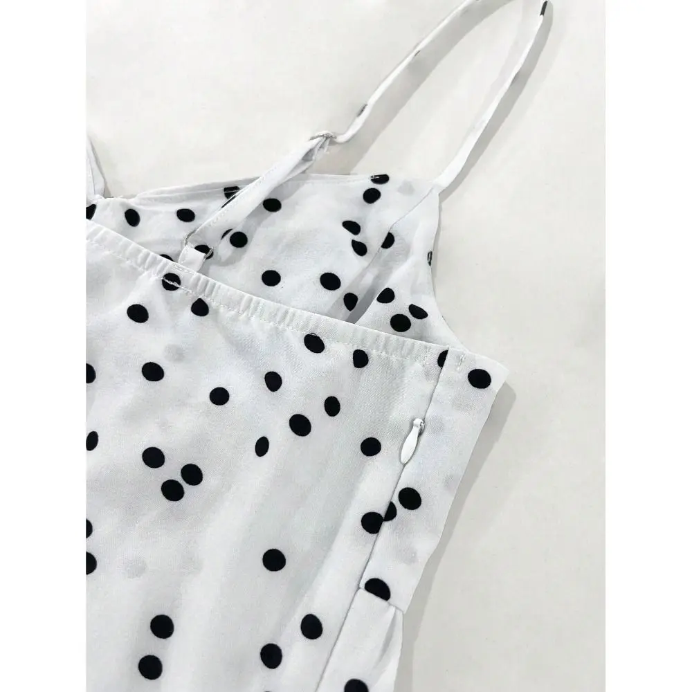 New Low-cut Women's Polka Dot Dress Ruffled Edge Sleeveless Slip Dress Sexy Casual Mini Dress Street Wear