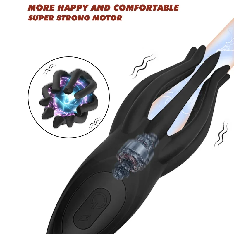 Vibrador de choque eléctrico para adultos, masturbador masculino, entrenador de glande, masaje de pene, Juguetes sexuales, resistencia retardante duradera