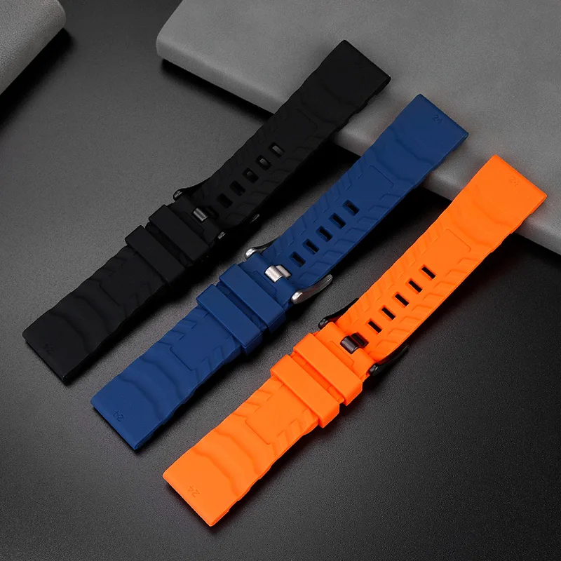High quality Rubber Watch Band  24mm Men Black Orange Blue For Luminox Silicone Strap 3749/3141 Watch Strap