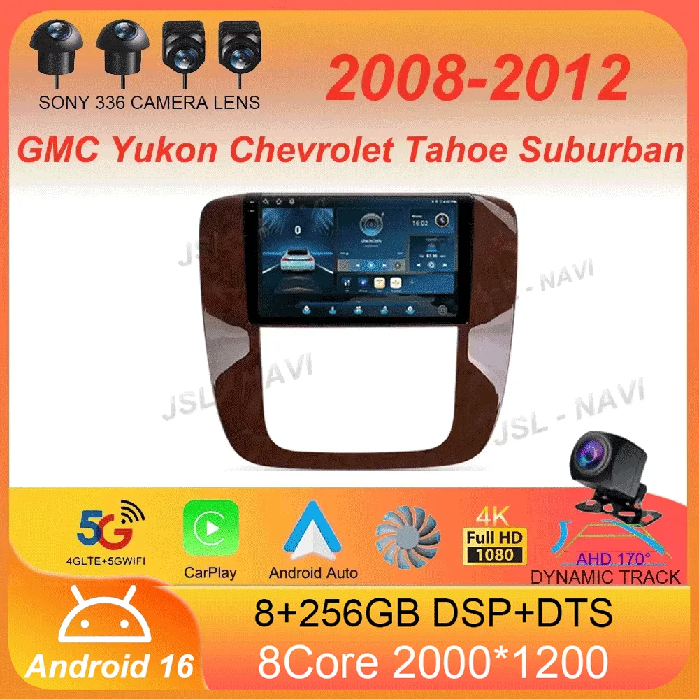 Autoradio Android 16 Carplay pour GMC Yukon Chevrolet Tahoe Suburban E53 X5 M5 2008 - 2012, lecteur multimédia automobile 2din
