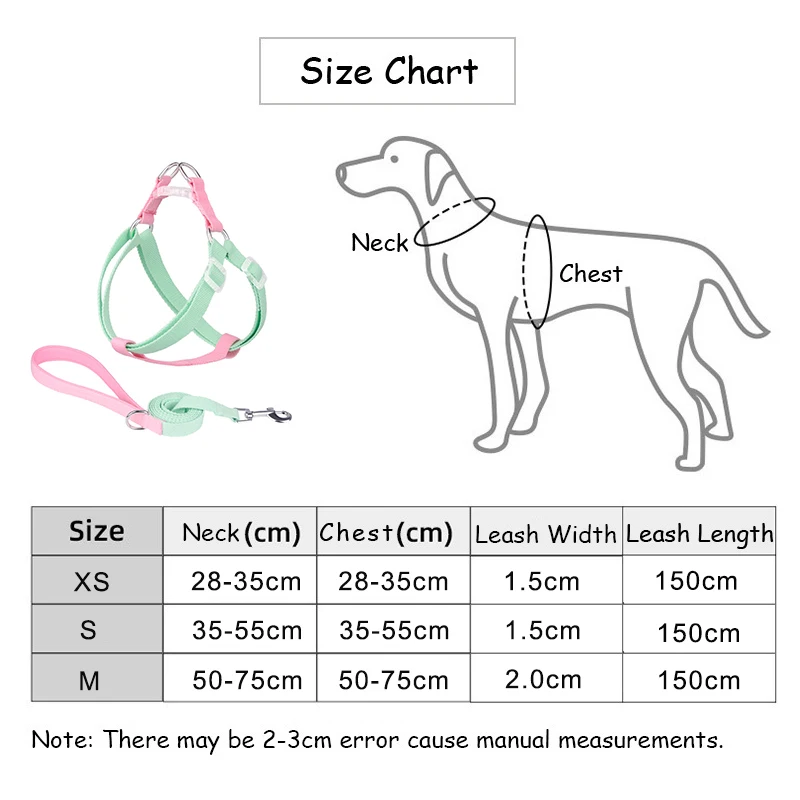 Dog Harness Leash Collar Set No Pull Adjustable Nylon Pet Harness Vest For Small Large Dogs Lead Leash French Bulldog Walking