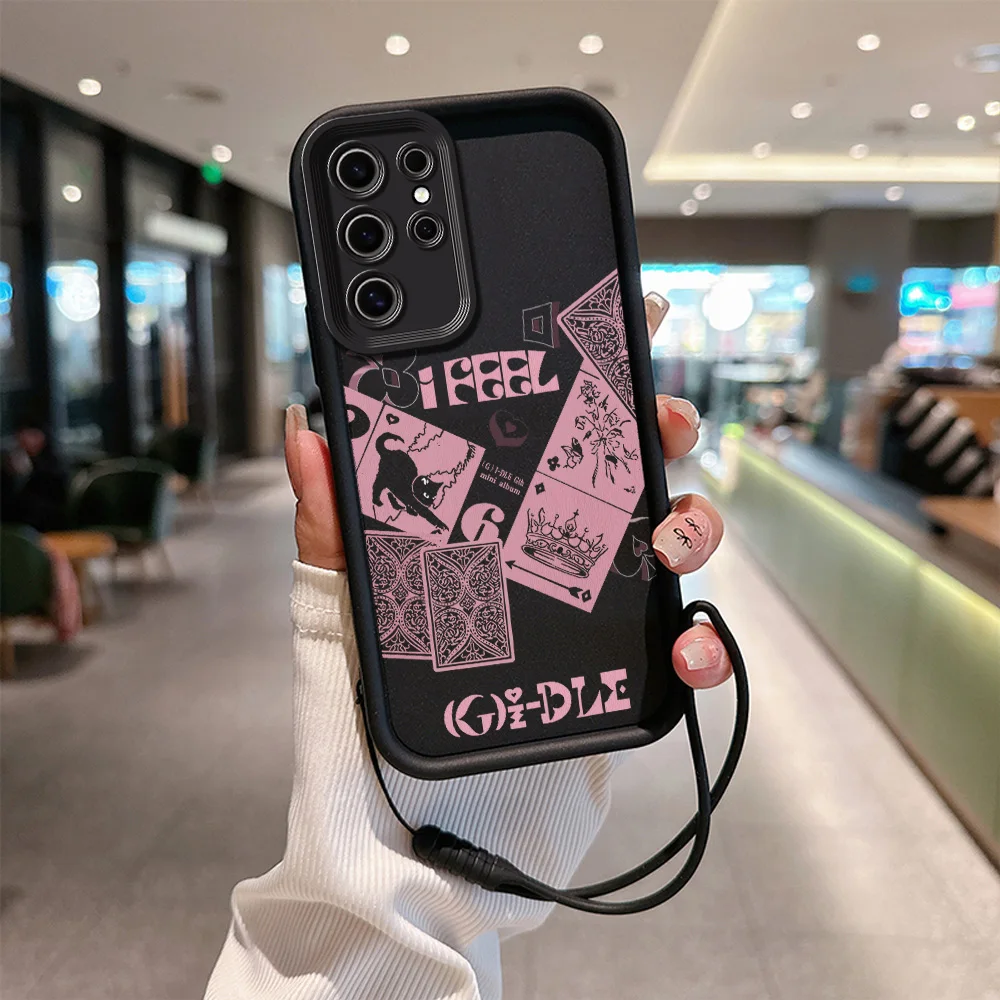 Kpop G-GIDLE I FEEL Phone Case for Xiaomi Redmi 9A 9C 10 10C 12 12C K30 K40 K50 Note 10 11 12 Pro 5G Cover with Hand Strap