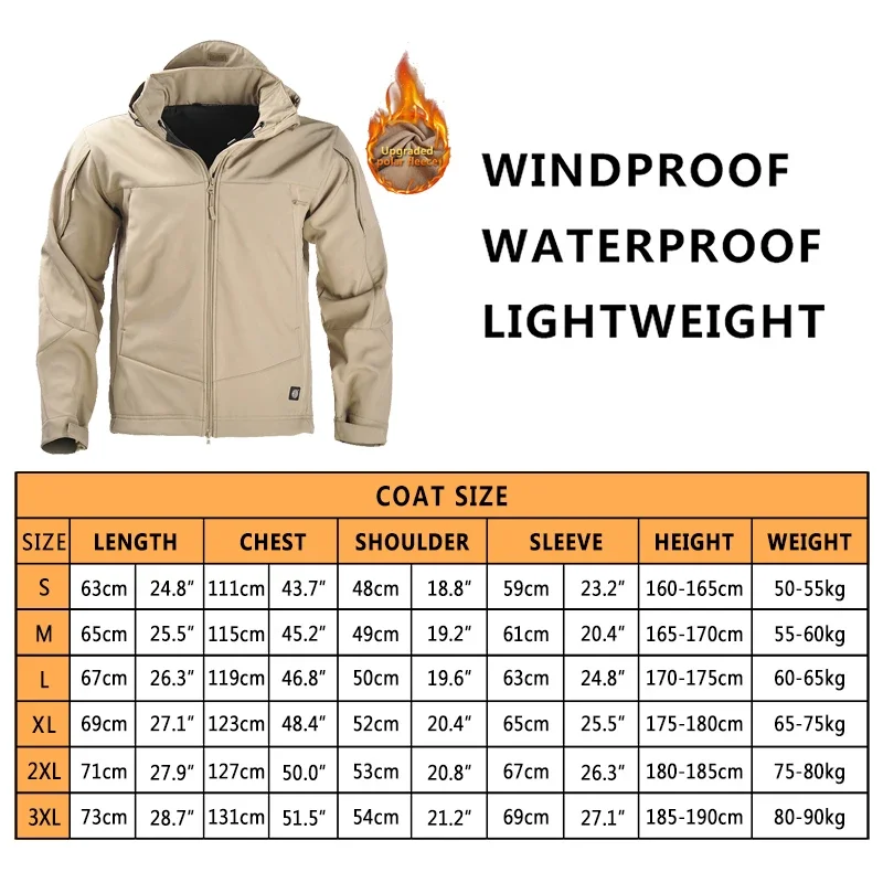 HAN WILD Cotton Winter Tactical Jackets Combat Fleece Jacket Warmth Softair Coat Men Windbreaker Airsoft Hiking Camping Clothes