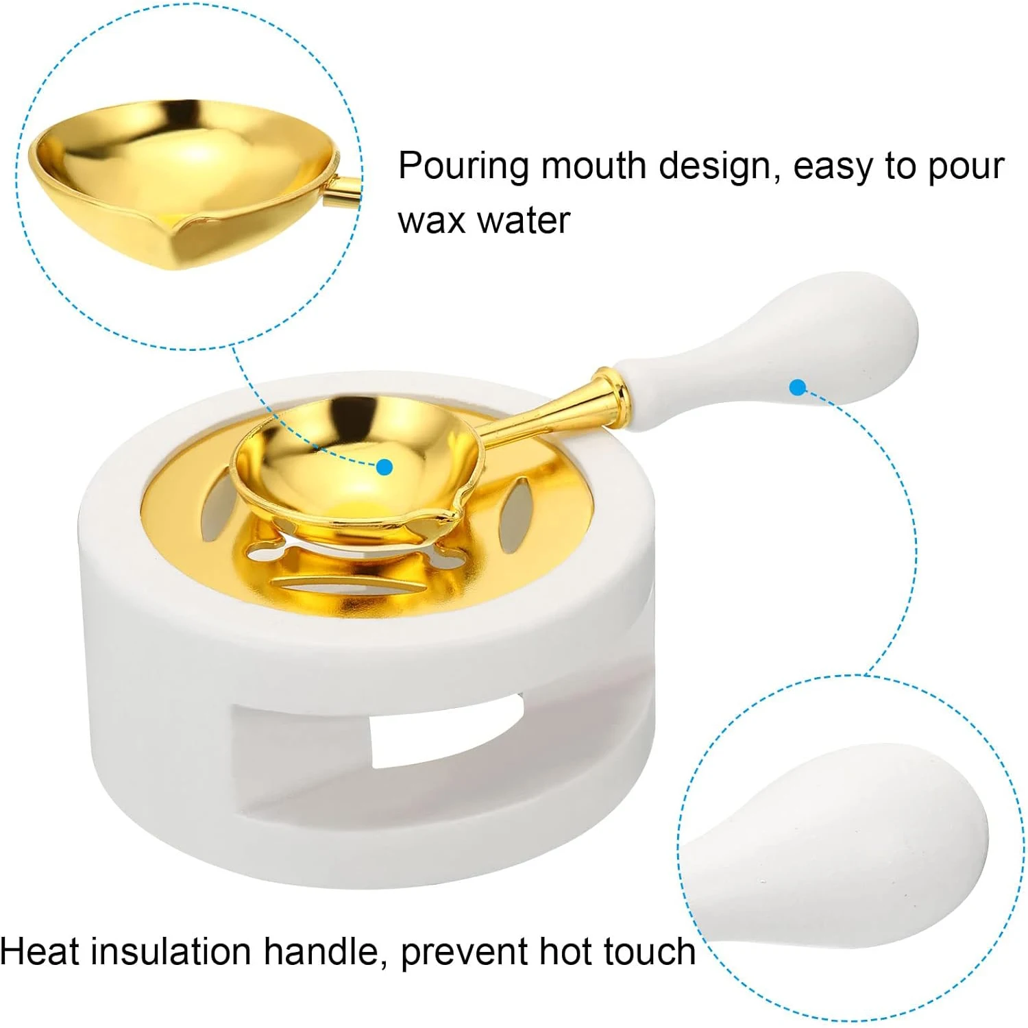 Rose Wood Wax Seal Warmer with Melting Spoon Kit, 2pcs/set S
