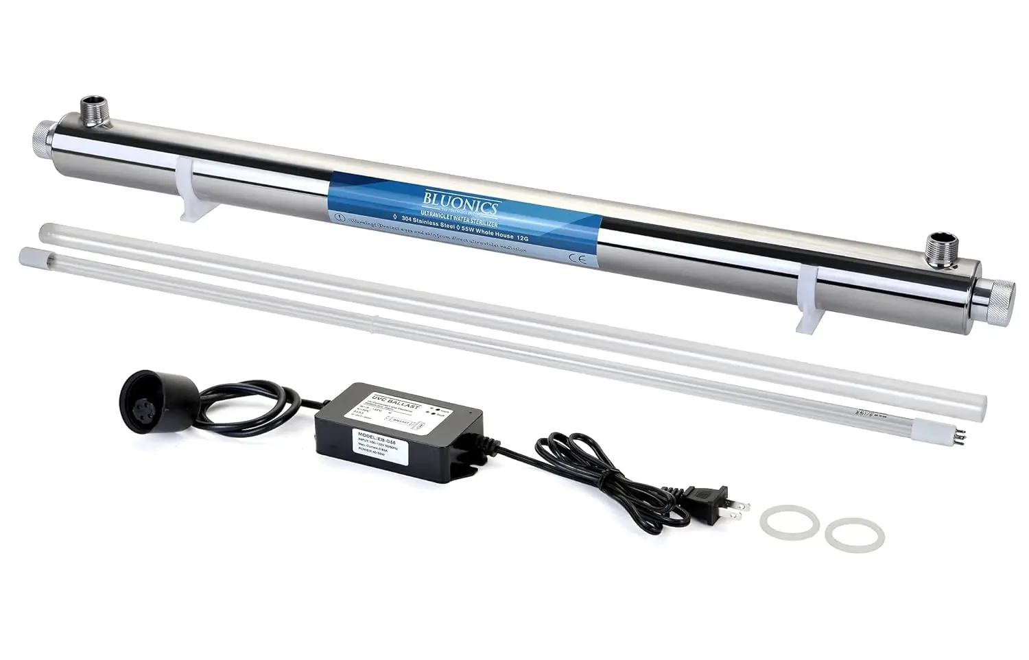 Ultraviolet Light UV Water Purifier Filter for Whole House Water Purification 12 GPM 55W 110V, 3/4" MNTP Inlet Outlet, 2 Extra B