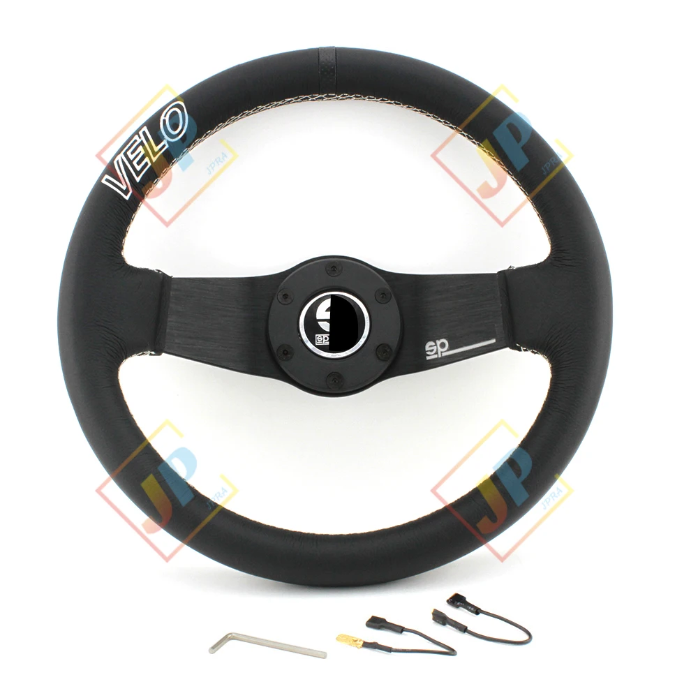 

14-inch leather racing drift sport steering wheel universal with logo horn