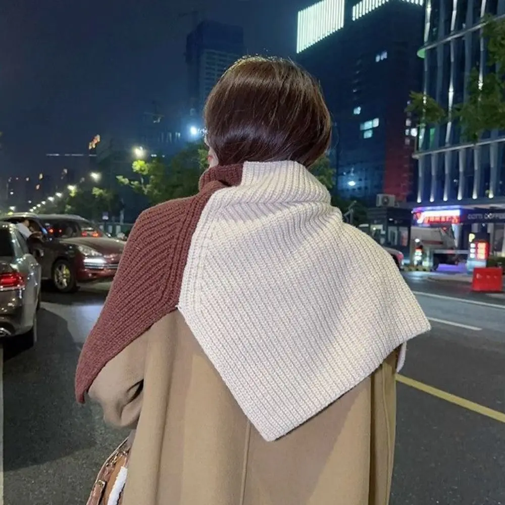 Winter Knitted Pullover High Collar Shawl Warm Scarf Women Cape Thick Simple Irregular Neck Wraps Clothes Decoration