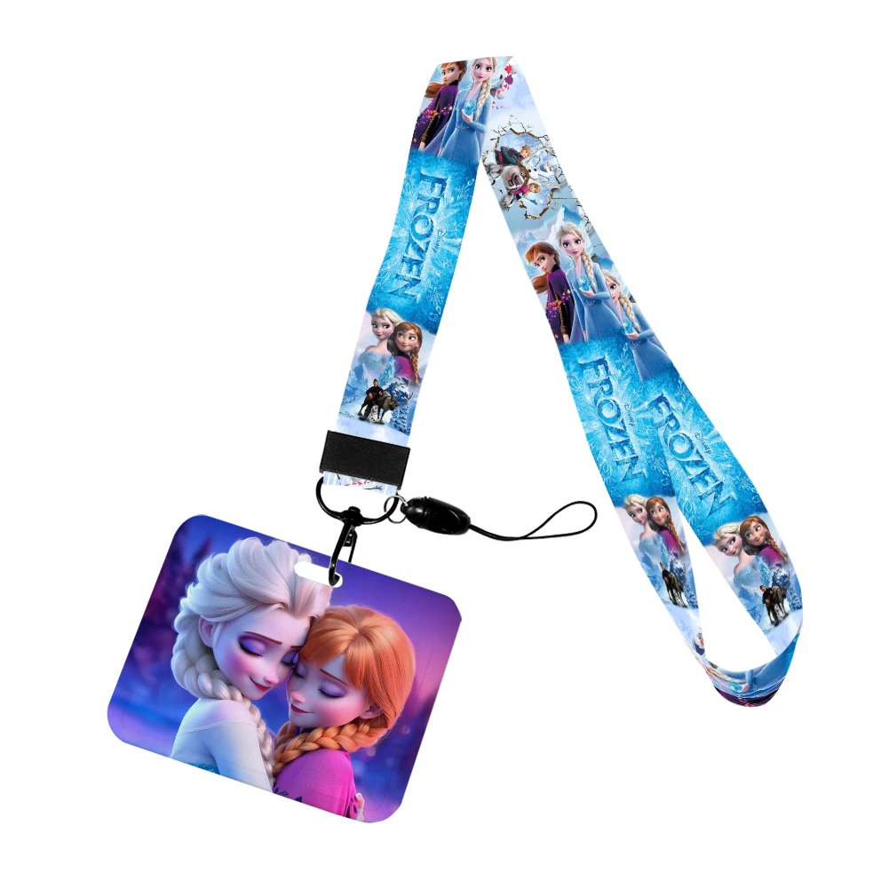 Disney frozen 2 princesa elsa anna animeted cordão telefone corda para id crachá titular pescoço cinta chaveiro cartão estudante meninas presentes