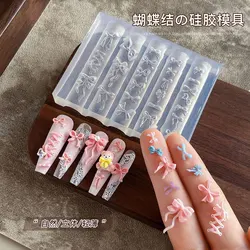 1pc Bowknot Sea Cream Skirt Hem Beaded Chain 3D Acrylic Mold Daisy Nail Art Decorations Nails DIY Design Silicone Nails Mold