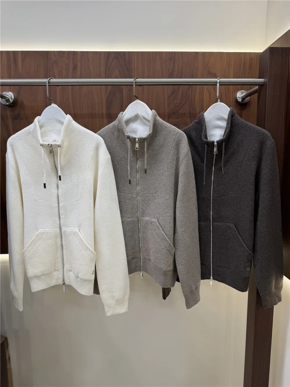 Women's Matching Sets 2-Piece Cashmere Zipper Cardigan Outerwear and Elastic-Waist Knit Pants