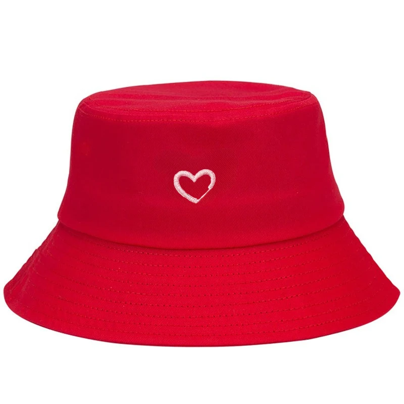 

Bucket Hat Cotton Fisherman Hat for Women Summer Heart Print Sun Protection Wide Brim Casual Hat Breathable Outdoor Sun Hats