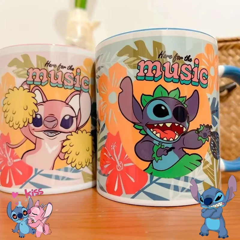 

Disney Cartoon Ceramic Large Capacity Mug Stitch Cute Creativity Milk Coffee Breakfast Cup Couple Water Cup Kawaii Holiday Gift
