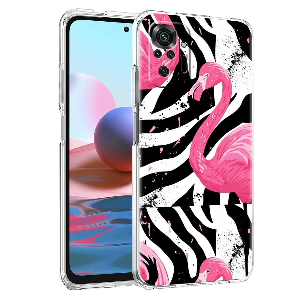 Transparent Phone Case for Redmi 14C 13C Note 15 14 13 12 11 K40 K50 Plus Pro 4G 5G Soft TPU Cover Shell Flamingo Present Capas