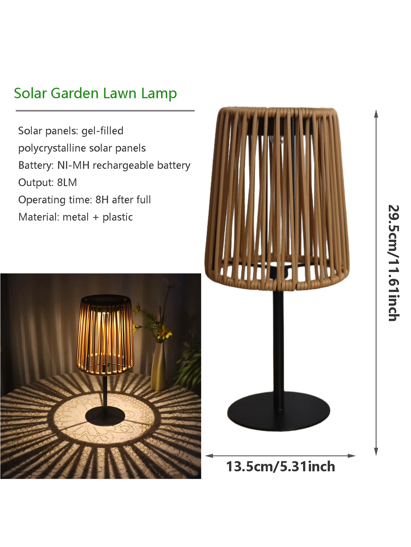 Lampe de table solaire en roti - Outdoor Furniture Sale avis et prix