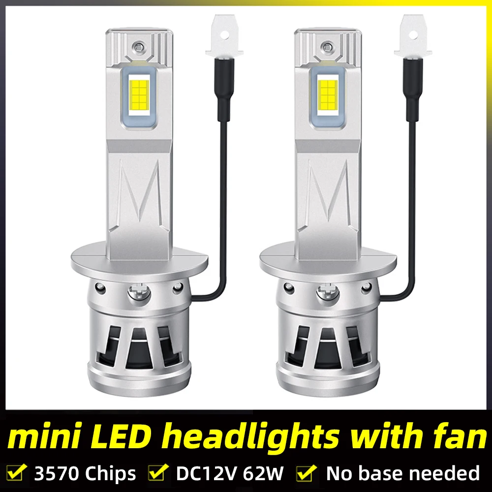 

2PCS 62W H7 H4 H1 H3 9005 9006 HB3 HB4 H11 H8 H9 LED Headlight Bulb Turbo Fan High Low Beam 12V 6500K Car LED Front Fog Light
