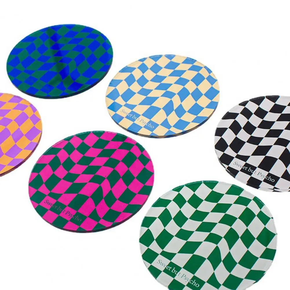 Cup Coaster Checkerboard Acrylic Coaster Stylish Rounded Placemat for Coffee Tea Table Decoration Drink Mug Mat Table Placemat