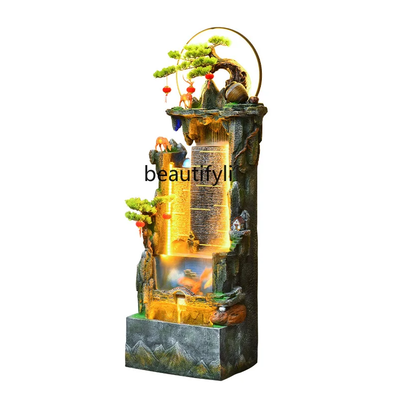 

Chinese-Style Rockery Water Fish Tank Living Room Decoration Home Floor-Standing Decorations Hallway Lucky Decoration