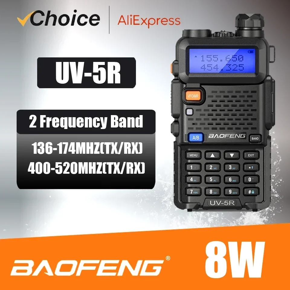 Baofeng Walkie Talkie UV 5R 5W 8W Dual Band Ham Two Way Radio Vhf Uhf FM Radio Handheld Transceiver Hunting 16KM