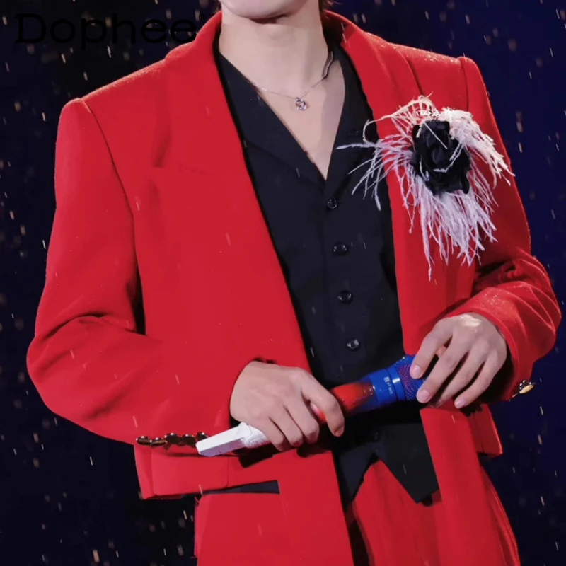 

Fashion Long Sleeve Suit Jackets Men 2025 Autumn New Loose Stylish Short Style Blazers Gentleman Handsome Trendy Tailored Coats