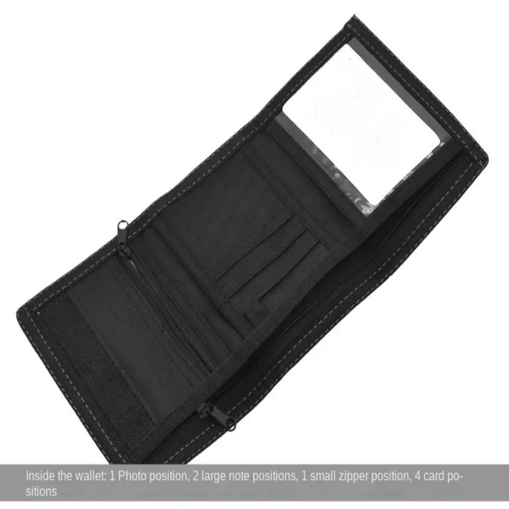 Black Men's Short Wallet Multi-position Touch Fastener Male Oxford Cloth Purse Contracted Wear-resistant Card Wallet Male