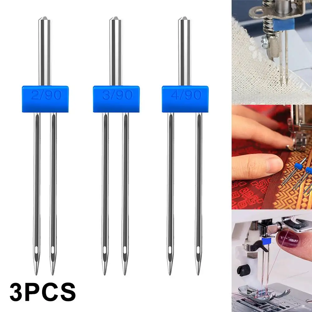 Household Twin Needles Stretch Blue Crafts Double Eedle Long Lasting Parts Set 3pcs Accessories For Sewing Machine