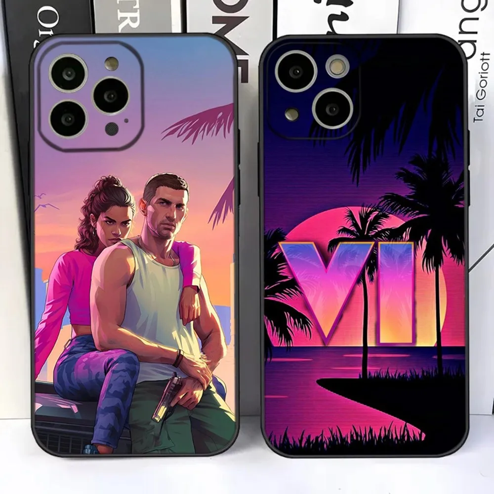 

G-GTA 6 G-Grand Theft A-Auto VI Phone Case For iPhone 15,14,13,12,11 Plus,Pro,Max,XR,XS,X,7,8 Plus,SE,Mini Silicone Soft