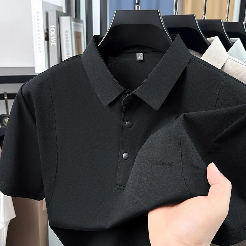 Designer Edition Herren Kurzarm-Poloshirt mit Revers, Knöpfen, Belüftungslöchern und Buchstabendruck – Modischer Trend, Bestseller für Herren – Detail 23