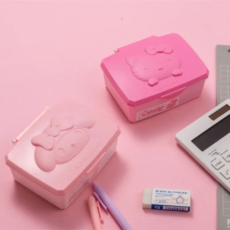 Cute Hello Kitty Kuromi Cotton Swabs Storage Box Cartoon Melody Jewelry Box Girl Storage Box Student Storage Christmas Gift