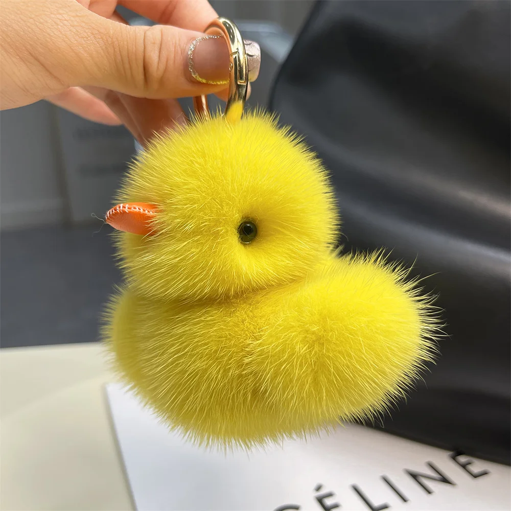 Cute Plush Duck Keychain Soft Stuffed Animal Duck Doll Bag Pendant Funny Duckling Car Keychain Backpack Decoration
